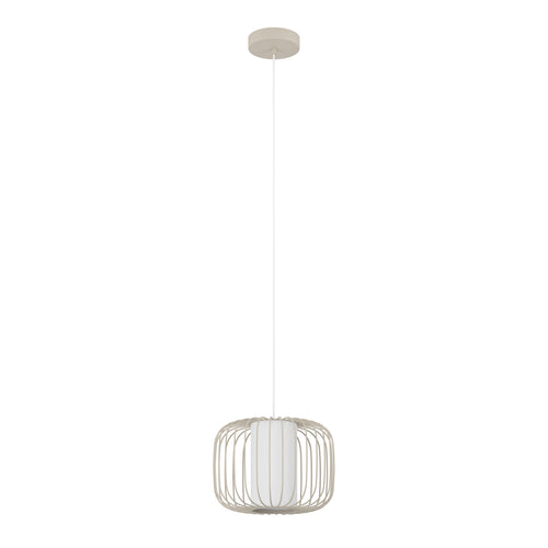 EGLO hanglamp Terrarosa - e27 - ø 28,5 cm - zand/wit - textiel - vtwonen shop