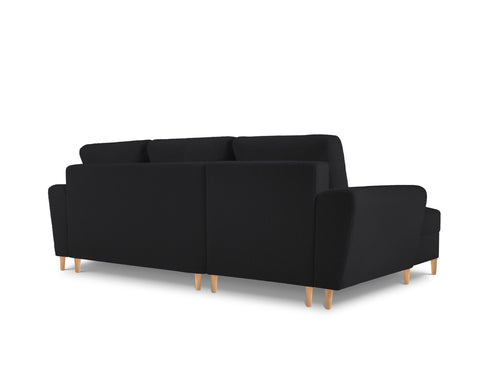 Cosmopolitan Design Uitklapbare hoekbank links met opbergdoos Kyoto 4-zits, boucle, zwart - 145x241x88cm