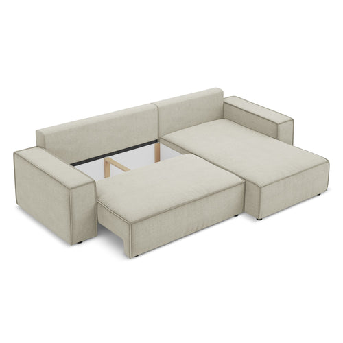 LaMiaSofa hoekbank rechts Livorno - textuurstof - lichtbeige - 290x185x82