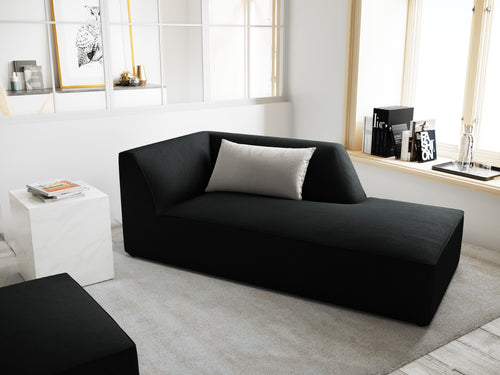 Micadoni rechter chaise longue Ruby ribfluwelen, zwart - 180x93x69cm