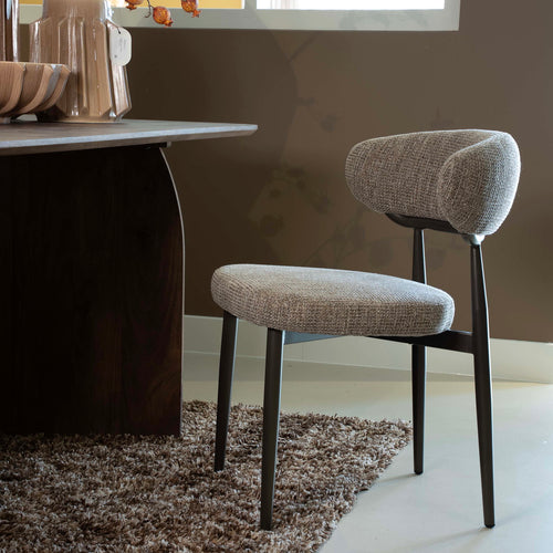 DÉJA Living Eetkamerstoel Milan - Taupe/Brons Stof - Set van 2