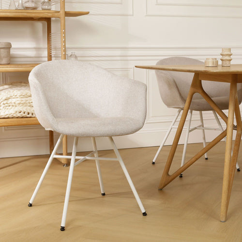 Nolon Noa-Otis Eetkamerstoelen Set van 2 - Beige - Witte Poten - vtwonen shop