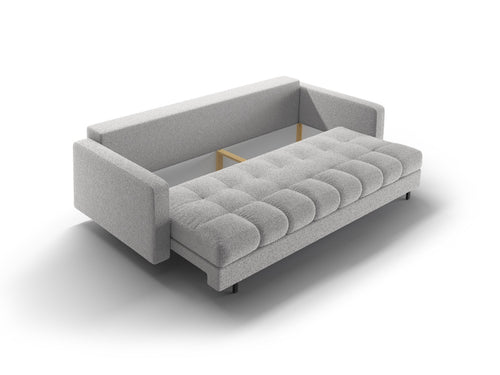 Cosmopolitan Design Slaapbank met opbergdoos Bali 3-zits, boucle lichtgrijs - 84x222x105cm