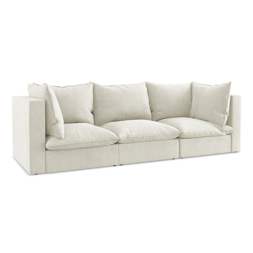 LaMiaSofa 3-zits bank Ravenna - textuurstof - beige - 255x90x77