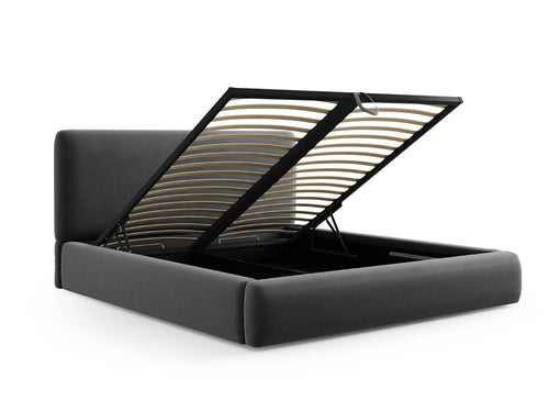 Cosmopolitan Design Opbergbed met hoofdeinde Colonel 140x200cm, flueel, donkergrijs - 220x160x100cm
