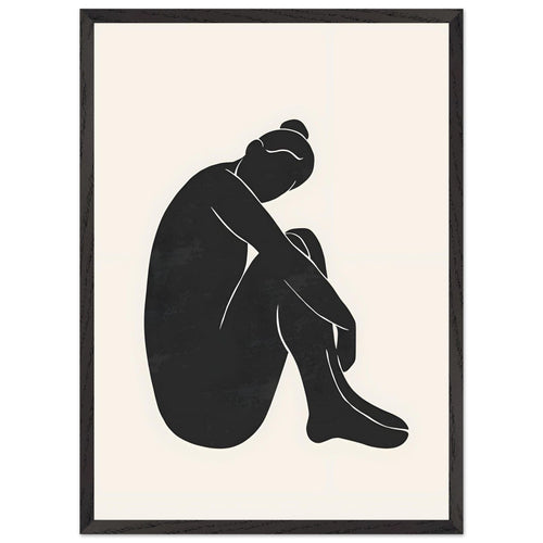 Artfulprints Poster met Lijst Matisse - The shy lady   - 50x70 cm - Zwart / Wit