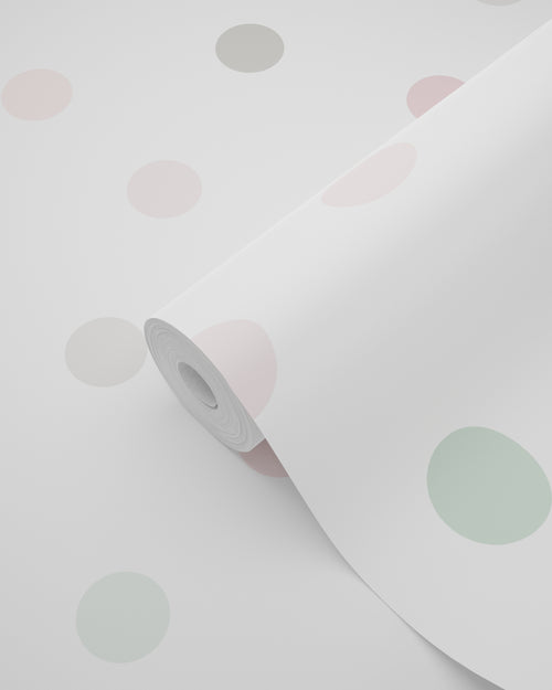 ESTAhome behang stippen roze, groen en grijs - 53 cm x 10.05 m - 139040