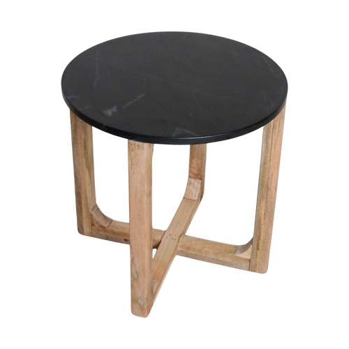 Marmeren bijzettafel rond - zwart - 50x50x50 cm