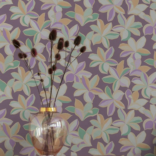 Livingwalls behang bloemmotief , oranje, groen, wit en goud - 53 cm x 10.05 m - AS-389082 - vtwonen shop