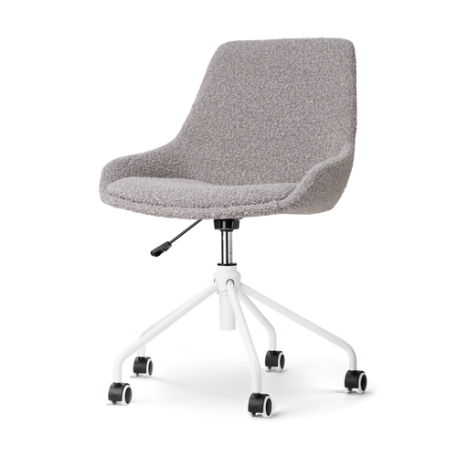 Nolon Nout-Isa Bureaustoel Bouclé Taupe - Stof - Wit Onderstel - vtwonen shop