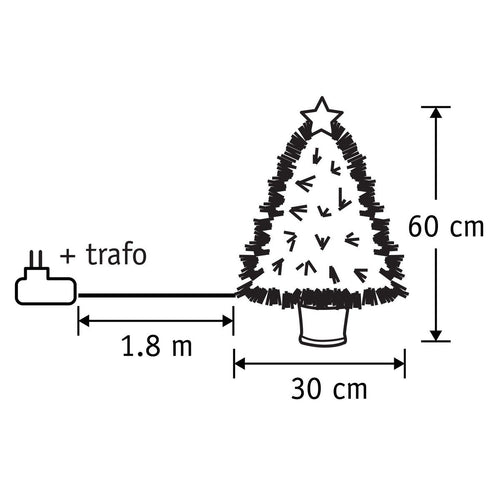 Luca Lighting Mercury Kunstboom met Fibre Optic Verlichting en Piek - Kerstboom met 65 LED en 8 Lichtfuncties - Kerstversiering voor Binnen - H60 x