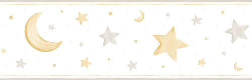 Sanders & Sanders zelfklevende behangrand sterren geel en beige - 500 x 16 cm - 640485