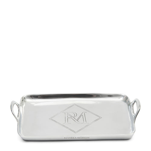 Rivièra Maison RM Monogram Mini Tray 25x15 - Aluminium - Zilver - vtwonen shop