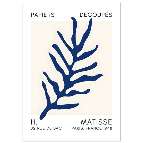 Artfulprints  Matisse – Ocean flora navy blue II   poster A4 21x29.7 cm
