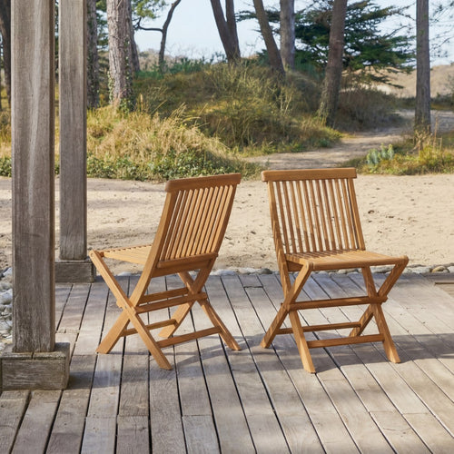 Tikamoon Set van 2 massief acaciahouten tuinstoelen - Bruin
