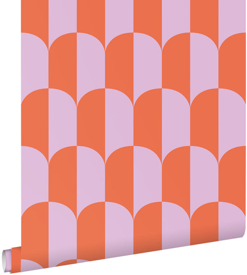 ESTAhome behang art deco bogen lila paars en oranje - 53 cm x 10.05 m - 139982 - vtwonen shop