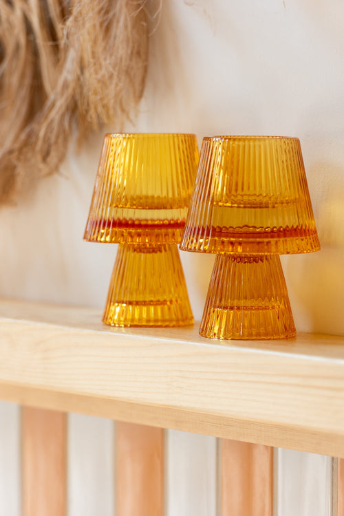 J-Line theelichthouder Hoed - glas - oranje