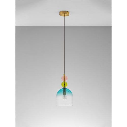 Nova Luce MURANO Dome hanglamp voor aan het plafond, glanzend lichtgroen, blauw, roze, zandgoud, E14 fitting, 1x5W