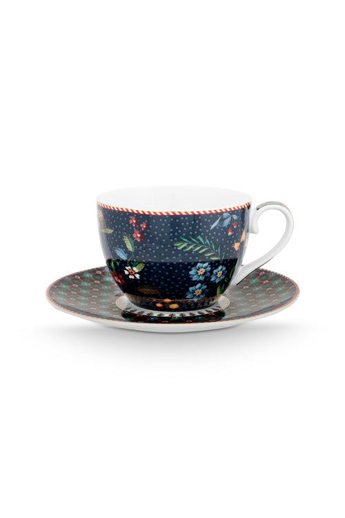 Pip Studio - Berry Blues Blue - Kop en Schotel - Koffiekopje - 300ml