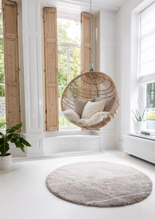 Interieur05 Berber Rond vloerkleed hoogpolig Grijs/Beige/Zand/Cream - scandinavisch - nea - 120 x 120 cm - vtwonen shop
