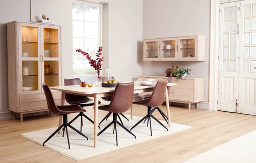 Furnhouse 3-deurs wandkast Nyborg - Witte olie - MDF, Eikenfineer, Glas - 34x180x60