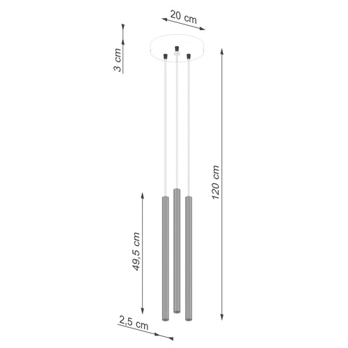 Sollux Lighting Hanglamp ARCHE 3P bordeaux - 20x20x120cm