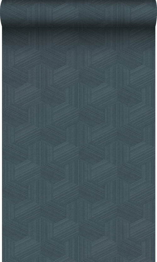 Origin Wallcoverings eco-texture vliesbehang grafisch 3D motief donkerblauw - 50 x 900 cm - 347998 - vtwonen shop