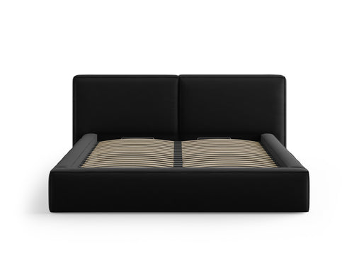 Micadoni Opbergbed met hoofdeinde Jodie 180x200cm, flueel, zwart - 228x234x108cm