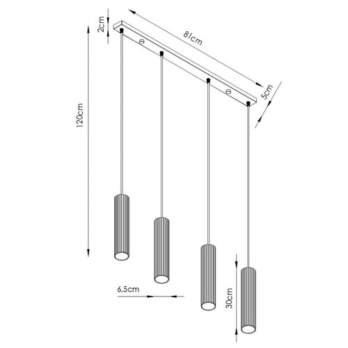 Sollux Lighting Hanglamp KARBON 4L zwart - 81x5x120cm