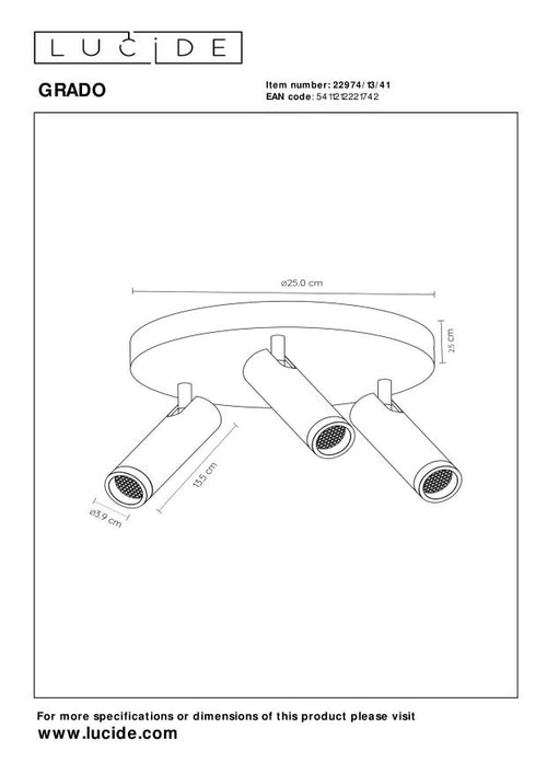 Lucide plafondspot GRADO - 3xGU10 (MR11) - Taupe