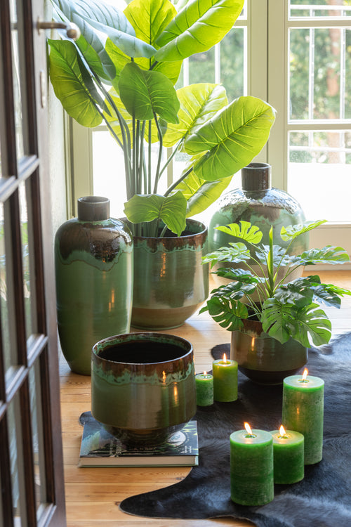 J-Line cilinderkaars - lichtgroen - small - 18U - 6 stuks