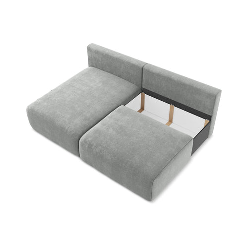 LaMiaSofa hoekbank links Ostia - chenille stof - grijs - 210x149x79