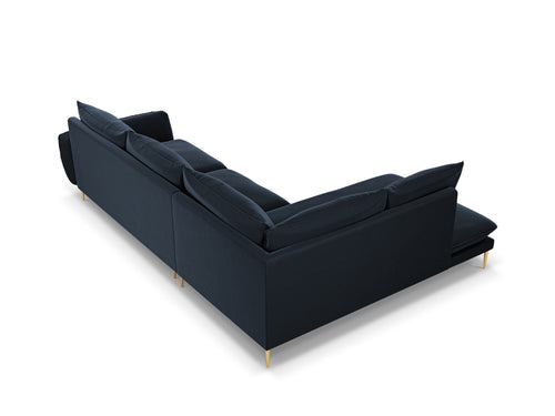 Cosmopolitan Design linker hoekbank Vienna 6-zits, flueel, donkerblauw - 185x275x95cm