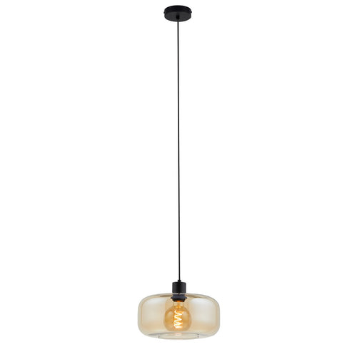 Lighto | Art deco hanglamp zwart met amber glas | Velo - vtwonen shop