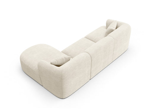 Cosmopolitan Design Modulaire hoekbank rechts Campi 4-zits, ribfluwelen ivoor - 156x256x70cm