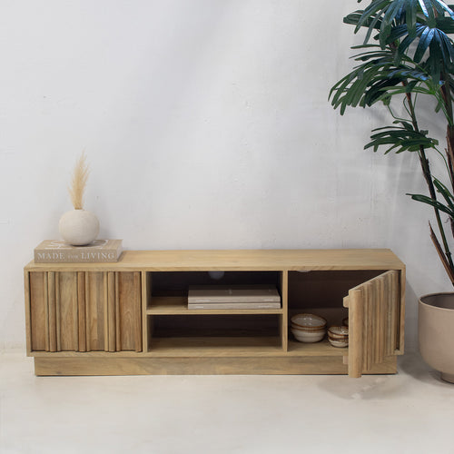 Giga Meubel Tv-meubel Nika - Mangohout - Naturel - 135x35x40cm - vtwonen shop