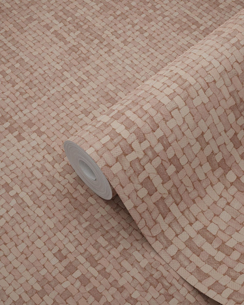 Origin Wallcoverings behang geweven linnenstructuur terracotta roze - 50 x 900 cm - 348054