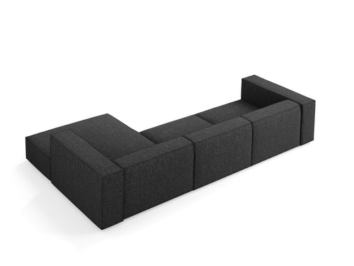 Cosmopolitan Design rechter hoekbank Arendal 4-zits, chenille, zwart - 166x284x70cm