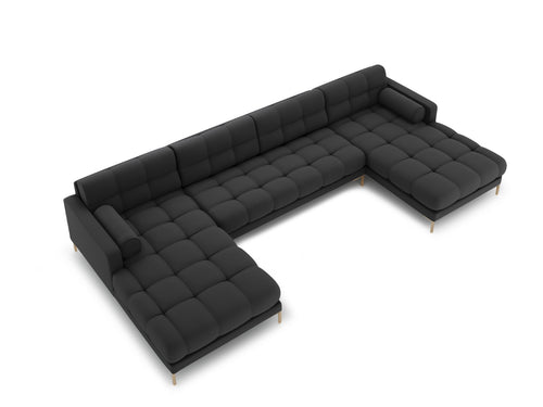 Cosmopolitan Design Panoramische bank Bali 7-zits, structurele stof, donkergrijs - 185x383x75cm