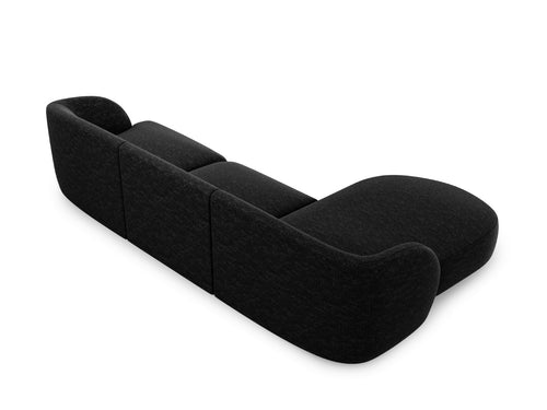 Micadoni linker hoekbank Miley 4-zits, structurele stof antraciet - 156x255x70cm
