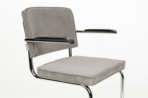 Zuiver Ridge Rib Armstoel Lichtgrijs - Set van 2 - vtwonen shop