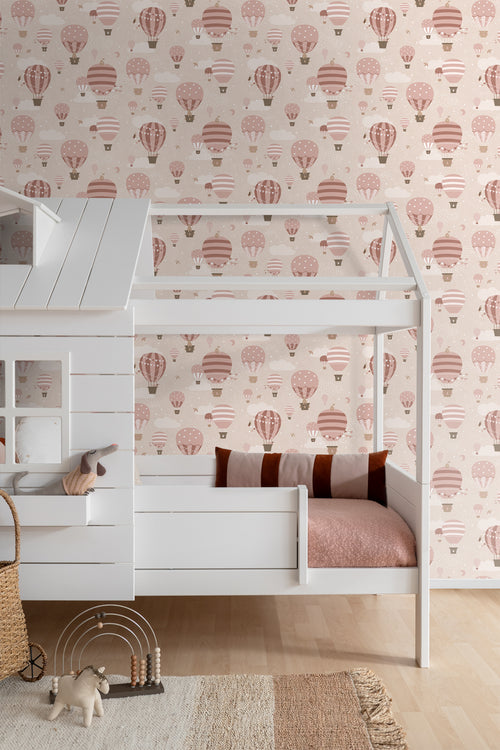 ESTAhome behang luchtballonnen roze - 50 x 900 cm - 131347 - vtwonen shop