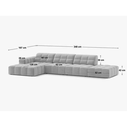 Cosmopolitan Design - Rechter hoekbank Chicago 5-zits, chenille geld - 167x348x78cm
