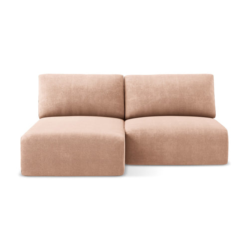 LaMiaSofa hoekbank links Ostia - chenille stof - perzik - 210x149x79