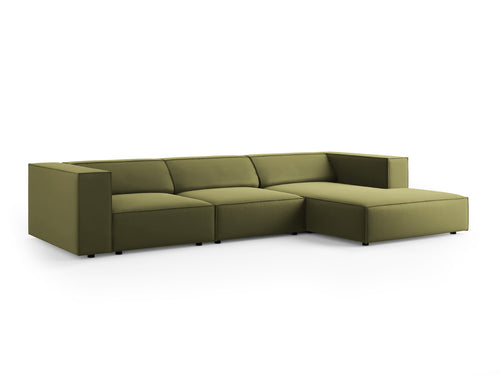 Cosmopolitan Design rechter hoekbank Arendal 4-zits, flueel, lichtgroen - 166x284x70cm