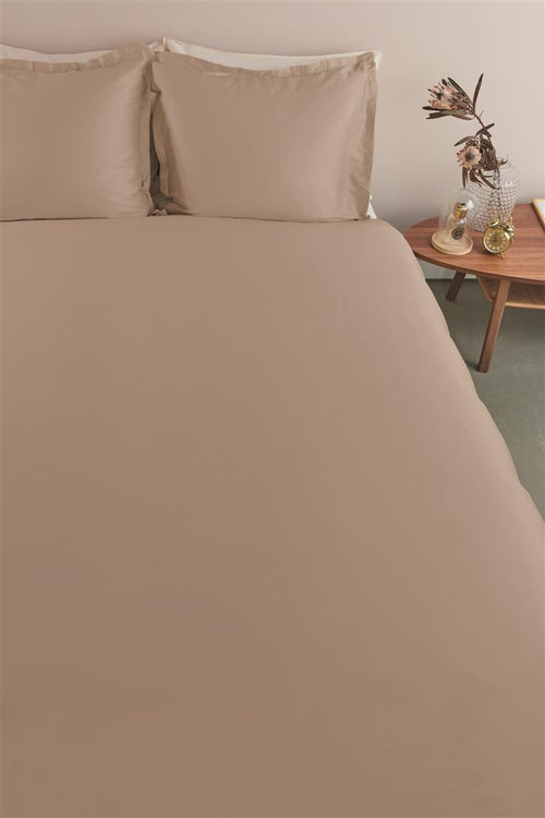 Ambiante Satin Uni dekbedovertrek - Tweepersoons - 200x200/220 cm - Taupe - vtwonen shop