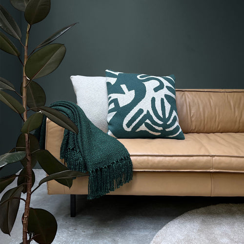 Malagoon kussen Floral victory - groen - 50x50cm 100% organisch katoen