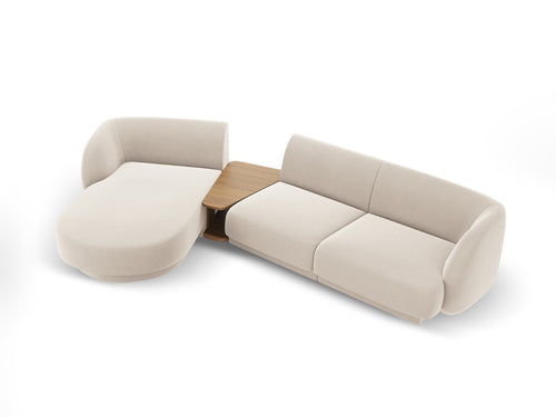 Micadoni linker modulaire bank Miley 3-zits, flueel, lichtbeige - 178x303x70cm
