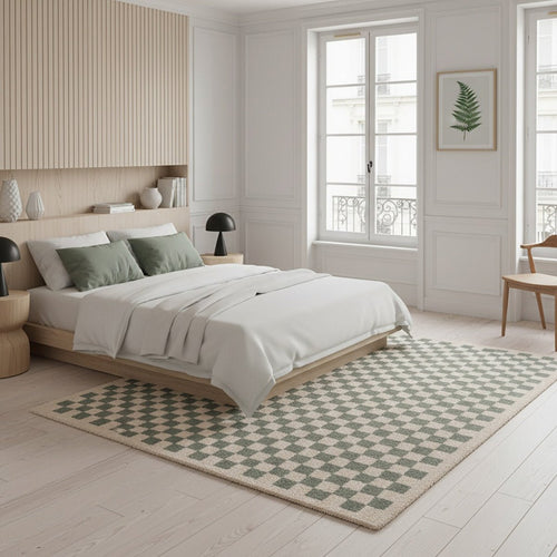 AFK Living vloerkleed Checkers - zeer zacht - groen - 080x150 cm
