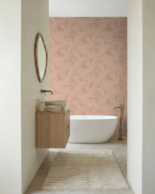 ESTAhome behang 3D-motief bladeren terracotta roze - 53 cm x 10.05 m - 131396